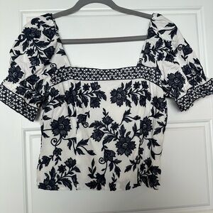ANTONIO MELANI Black Floral Embroidered Blouse